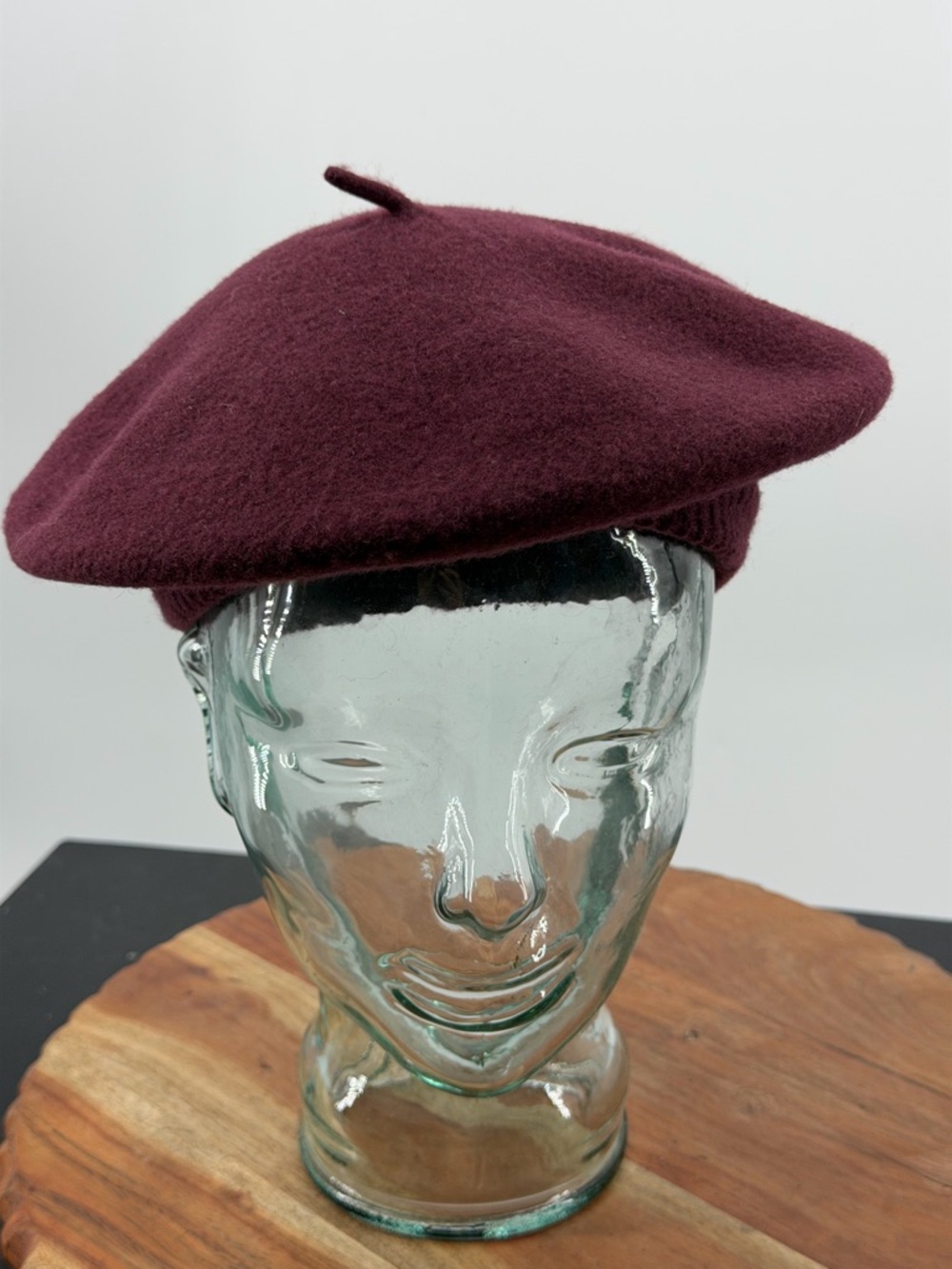 Talbots 100% Wool Burgundy Wine Beret Hat - One Size